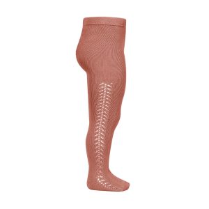 Leotardos de algodón cálido con calado lateral Terracota