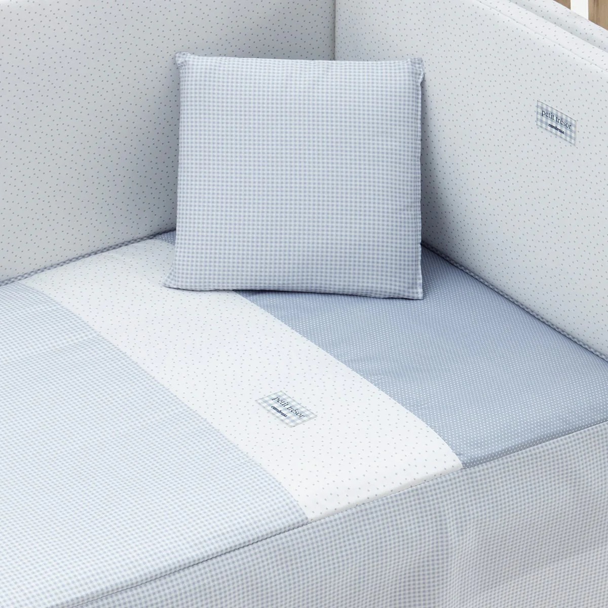 JGO 2 PCS.COLCHA I-V. CUNA 70 VICHY10 CELESTE 70x140x3 CM - Imagen 3