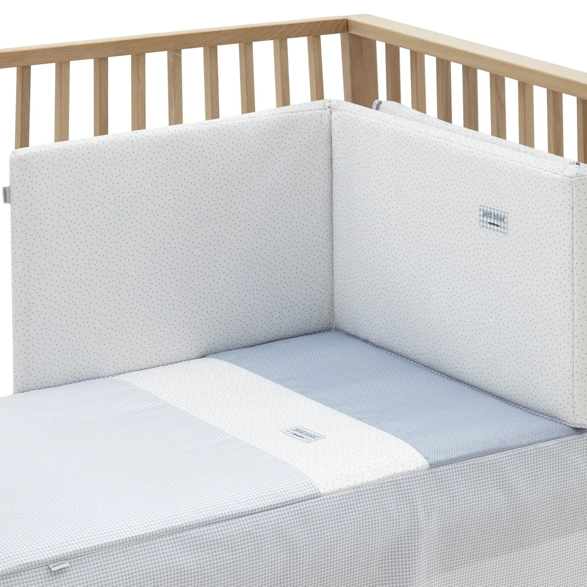 JGO 2 PCS.COLCHA I-V. CUNA 70 VICHY10 CELESTE 70x140x3 CM - Imagen 4