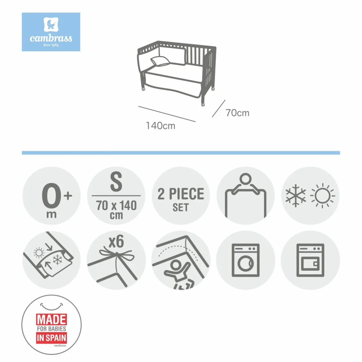 JGO 2 PCS.COLCHA I-V. CUNA 70 VICHY10 CELESTE 70x140x3 CM - Imagen 8
