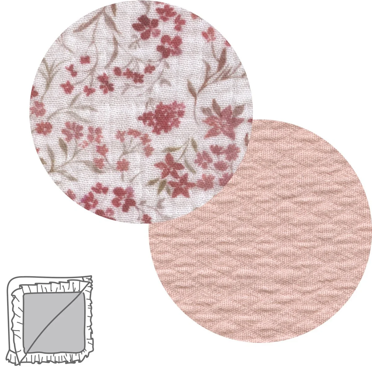 MANTA REVERSIBLE 65x65x1 CM LINEN ROSA - Imagen 3